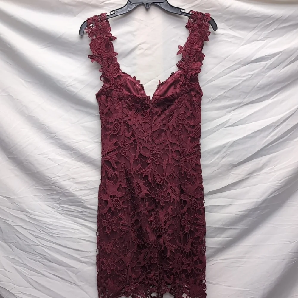 Lulu's Burgundy Floral Lace Mini Dress - Picture 10 of 10